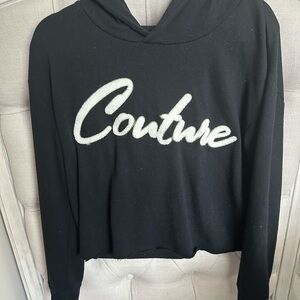 Black Women's Cropped Hoodie Top